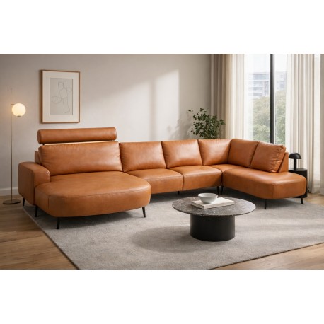 Hjort Knudsen Lolland læder U sofa Venstrevendt