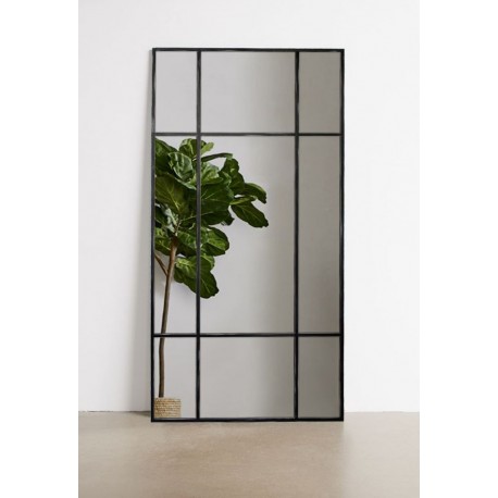 New Yorker Spejl med antiksort ramme i jern str 200x100cm