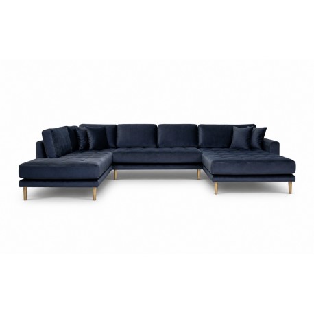 Andersen | Hjørnesofa med Højrevendt Chaiselong | Mørkeblå velour