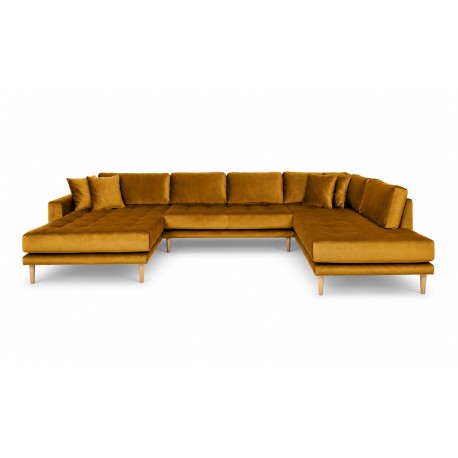 Andersen | Hjørnesofa med Venstrevendt Chaiselong | Sennepsgul velour