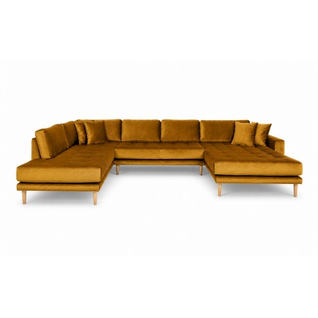 Andersen | Hjørnesofa med Højrevendt Chaiselong | Sennepsgul velour