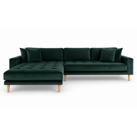 Andersen | Venstrevendt Chaiselongsofa | Mørkegrøn velour