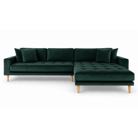 Andersen | Højrevendt Chaiselongsofa | Mørkegrøn velour
