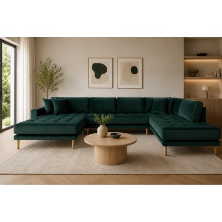 Andersen | Hjørnesofa med Venstrevendt Chaiselong | Mørkegrøn velour