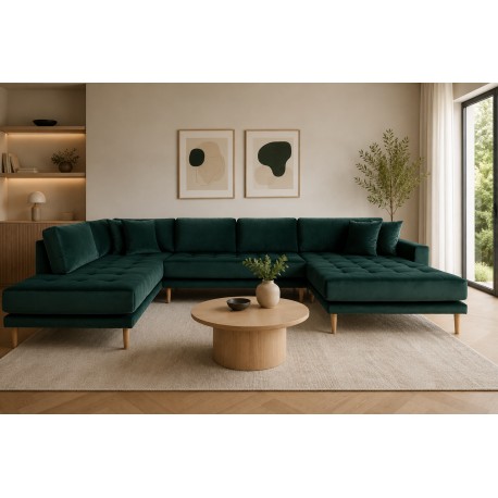 Andersen | Hjørnesofa med Højrevendt Chaiselong | Mørkegrøn velour