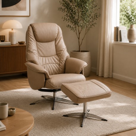 Næsby Drejestol Beige Soleda Læder