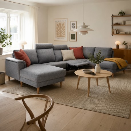 Ballerup Hjørnesofa med chaiselong stof - Venstrevendt