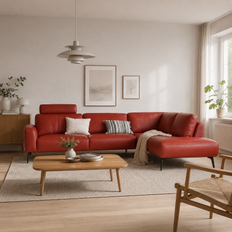 Copenhagen læderhjørnesofa - Højrevendt