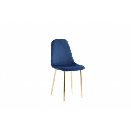 2 x Polar Spisebordsstol - Blå velour med Messingben