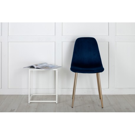 2 x Polar Spisebordsstol - Blå velour med Messingben