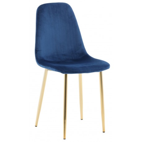 2 x Polar Spisebordsstol - Blå velour med Messingben
