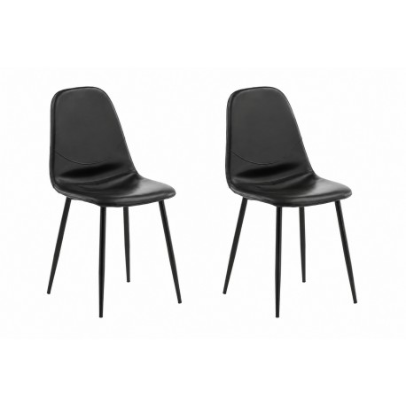 2 x Polar Spisebordsstol - Sort Pu læder