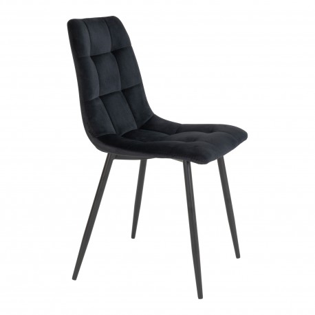 2 x Middelfart Spisebordsstol - Stol i sort velour med sorte ben
