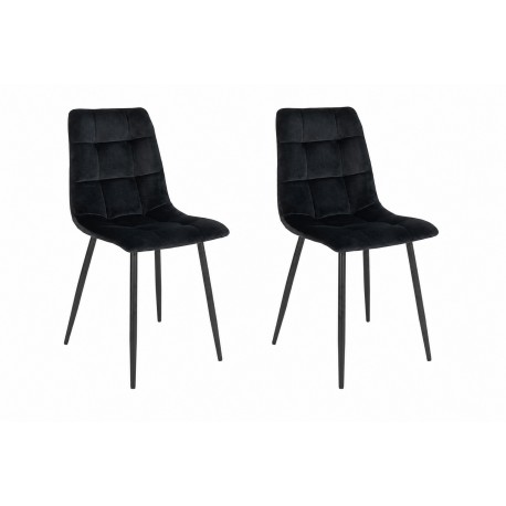 2 x Middelfart Spisebordsstol - Stol i sort velour med sorte ben