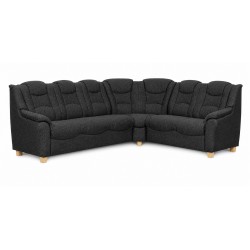 Strib Hjørnesofa sort stof - D32R