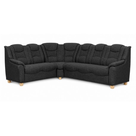 Strib Hjørnesofa sort stof - D32R