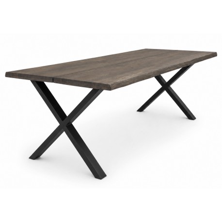 Toulon Spisebord - Spisebord i smoked olieret eg med bølget kant - forberedt tillægsplader 240x95xh76x4 cm