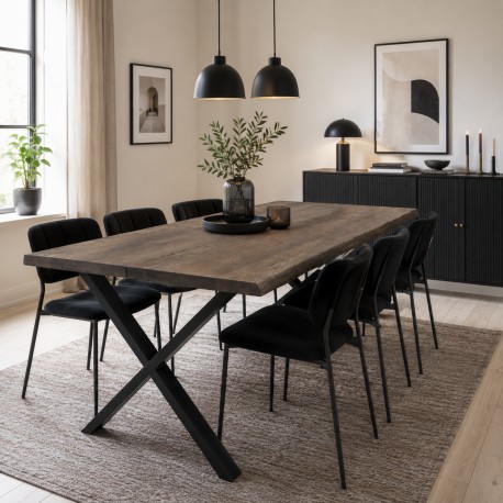 Toulon Spisebord - Spisebord i smoked olieret eg med bølget kant - forberedt tillægsplader 240x95xh76x4 cm