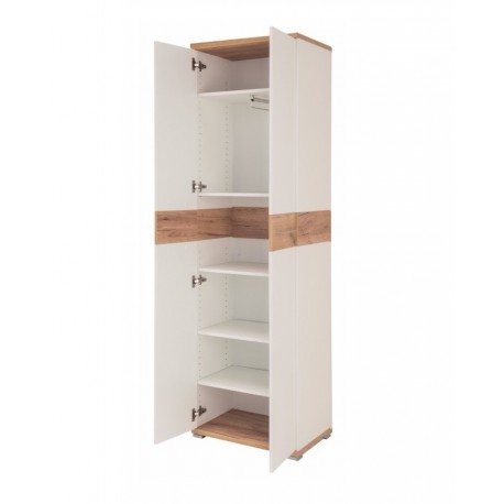 Almina klædeskab 59 cm 2 låger - Hvid/Eg