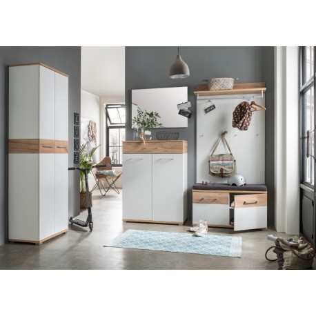Almina klædeskab 59 cm 2 låger - Hvid/Eg