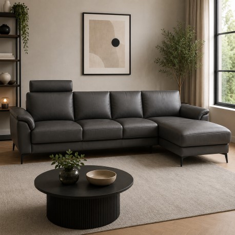 Hjort Knudsen Ballerup Læder chaiselong sofa Højrevendt