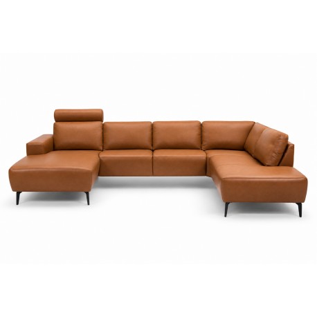 Copenhagen LæderHjørnesofa med chaiselong Cognac - Venstrevendt
