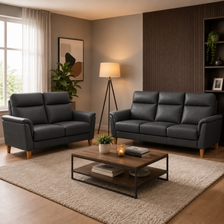 Sæby sofasæt Sort Lædersofa