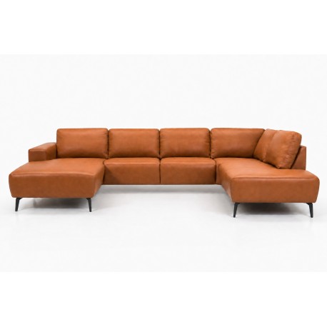 Copenhagen LæderHjørnesofa med chaiselong Cognac - Venstrevendt