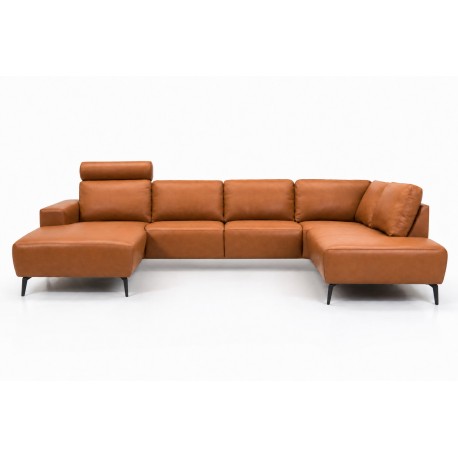 Copenhagen LæderHjørnesofa med chaiselong Cognac - Venstrevendt