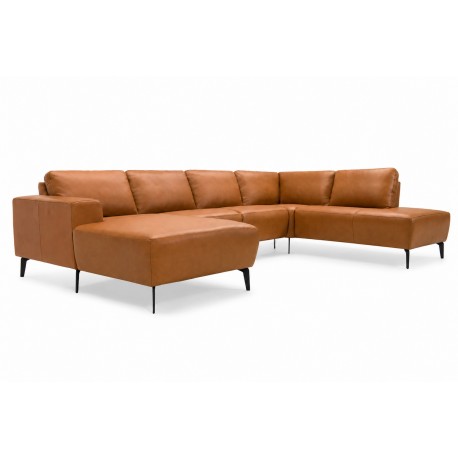 Copenhagen LæderHjørnesofa med chaiselong Cognac - Venstrevendt