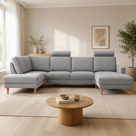 Esbjerg Hjørnesofa med chaiselong Højrevendt - Lysegrå Stof
