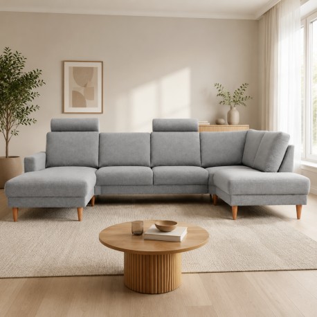 Esbjerg Hjørnesofa med chaiselong Venstrevendt - Lysegrå Stof