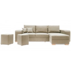 Mark vendbar sovesofa m. puffer - Beige Inari 22
