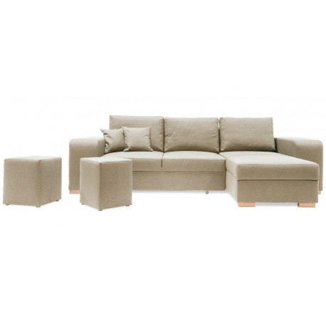 Mark vendbar sovesofa m. puffer - Beige Inari 22