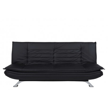 Faith sovesofa læderlook sort PU200 ben metal krom, madras L:196 B:123 cm