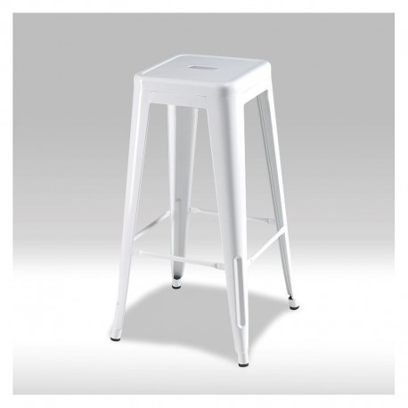 Korona barstol i hvidmalet lakeret stål