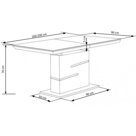 MONACO spisebord hvid 160-220cm med 4 spisestole
