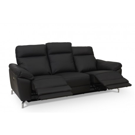 Selesta Recliner 3 pers. lædersofa sort