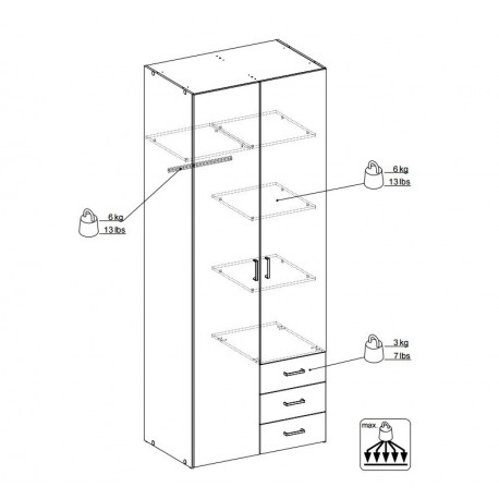 Bolmen garderobeskab 77 cm 2 låger - Eg