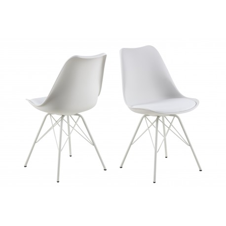 Eris Spisebordsstol hvid med hvidt pulverlakeret ben