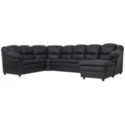 Tønder hj. sofa m. chais. - højre - Sort tekstillæder