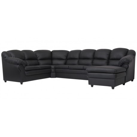 Tønder hj. sofa m. chais. - højre - Sort tekstillæder