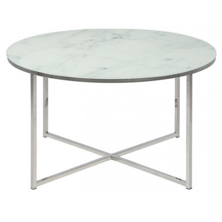 Alisma sofabord Ø80 krystalklar glasplade med marmorprint