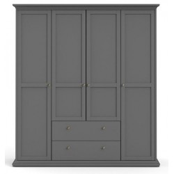 Bordeaux garderobeskab 181 cm 4 låger + 2 skuffer - Hvid