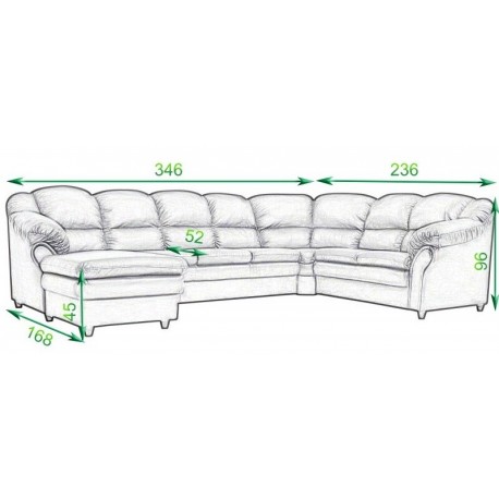 Tønder hj. sofa m. chais. - venstre - Inari 95