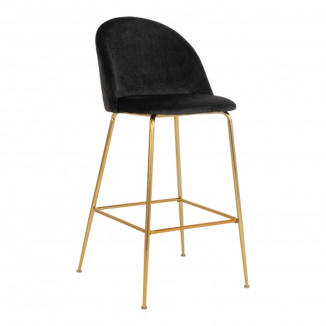 Lausanne Bar Stol - Barstol i sort velour med ben i messing look HN1207