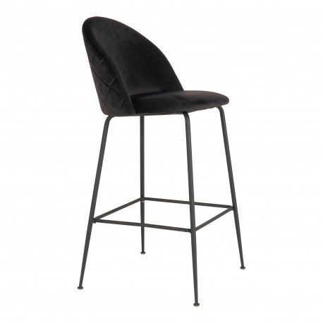 Lausanne Bar Stol - Barstol i sort velour med sorte ben HN1207
