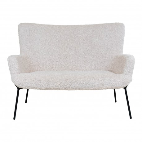 Glasgow Sofa - 2 personers sofa i hvid kunstig lammeskind med sorte ben