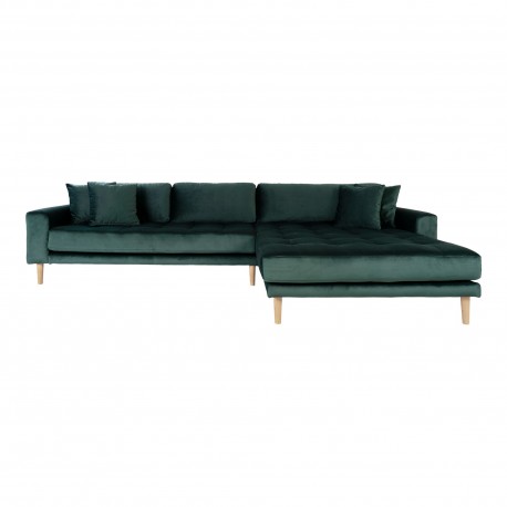 Andersen | Højrevendt Chaiselongsofa | Mørkegrøn velour