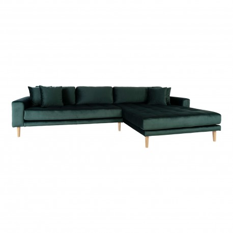 Andersen | Højrevendt Chaiselongsofa | Mørkegrøn velour
